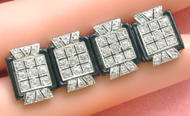 Estate Art Deco 1.5ctw Euro Diamond Black Enamel Platinum Double Cufflinks Fine! - £4,588.25 GBP