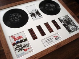 The Beatles A Hard Day&#39;s Night vinyl 35mm film cell framed montage - £118.86 GBP