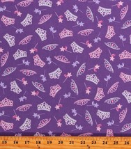 Cotton Tiaras Fairy Wands Princess Tutu Cute Purple Fabric Print by Yard D679.82 - £12.85 GBP