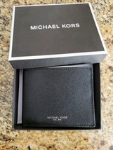 Michael Kors Andy Men&#39;s Leather Slim Bifold Wallet Black Nwt In Box - £32.07 GBP
