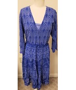 Johnny Was Tiered Midi Dress with Slip Sz-1X Dazzling Blue - $229.98