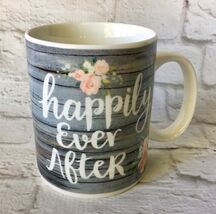 Happily Ever After Porcelain Coffee Mug Cursive P Graham Dunn Roses 14 O... - $9.66 CAD