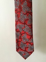 NEW Ermenegildo Zegna Red Base w/Pale Blue Leaf Print Necktie - MSRP $220.00! - £78.62 GBP