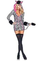 Leg Avenue Women&#39;s Savanna Zebra Costume, Black/White, Large - £108.46 GBP