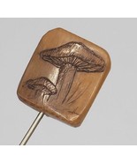Carved Antler Mushroom Design Silver Tone Pin Brooch Lapel Pin - £27.08 GBP
