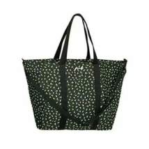 Victoria Secret Expandable Weekender Tote Bag Black w white &amp; Yellow Flo... - $25.95
