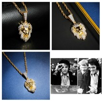 Elvis Presley 1950 Lion Head Necklace Pendant Micro Pave Gold Plated TCB Concert - £23.11 GBP