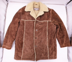 Vintage Wilsons Suede Leather Sherpa Jacket Faux Lined Western Cowboy Men Large - £38.65 GBP