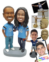 Personalized Bobblehead happy football couple fans hugging posing for a picture  - £124.67 GBP