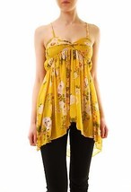 FREE PEOPLE Womens Top Mirage Tube Sleeveless Floral Yellow Size XS - £30.19 GBP