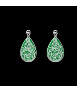 Gardens of Eden Earrings (with Hand Carved Burmese A-Jadeite, 18K White ... - £4,652.46 GBP