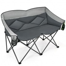 Folding Camping Chair with Bags and Padded Backrest-Gray - Color: Gray - £96.93 GBP