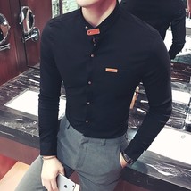 E luxe haute qualite spring autumn long sleeved stand collar slim fit men shirt fashion thumb200