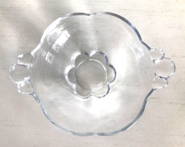 Glass Candy Nuts Dish Bowl with Puffy Handles Flower Design 2.25&quot; tall V... - £13.02 GBP