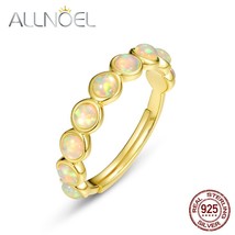 Solid 925 Sterling Sliver Women&#39;s Ring Synthetic Opal Real Gold Plated Round Fas - £36.05 GBP