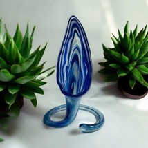 Vintage Murano Style Hand Blown Cobalt Blue Art Glass Jack in the Pulpit... - $37.28