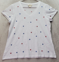 Cynthia Rowley Tee Shirt Womens Medium White Cotton Patriotic Stars Shor... - £14.69 GBP