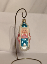 Vintage Czech Republic Blown Mercury Glass Eskimo Village Girl Snow Ornament - £11.40 GBP