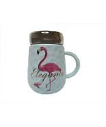 Pink Flamingo Elegance Lidded Travel Latte Ceramic Coffee Mug 15 oz Turq... - €18,68 EUR