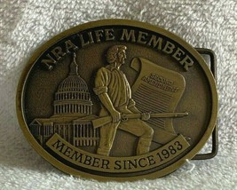 NRA Life Member Since 1983 Brass Belt Buckle National Rifle Association  - £31.54 GBP