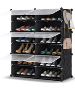 6 Tier Shoe Storage Cabinet 24 Pair Plastic For Closet Hallway Bedroom E... - £46.08 GBP