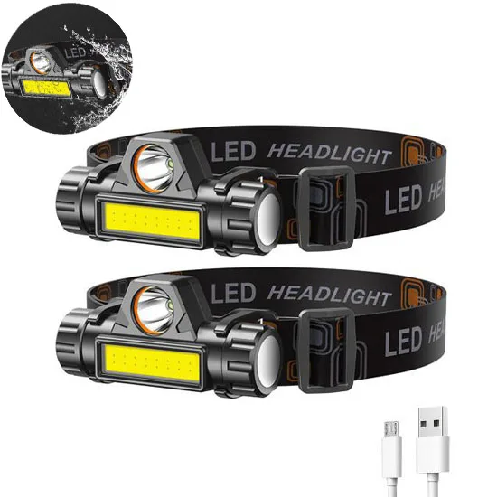 150LM Flashlights XPE+COB Camping Head Torches 400mAh Strong Light Micro-USB - £9.20 GBP