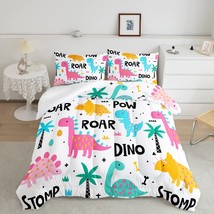 Girls Bedding Cartoon Dinosaur Comforter Set Twin Size,Cute Dinosaur Bed... - £59.32 GBP