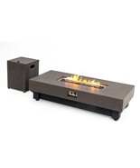 60-inch Wood Outdoor Gas Fire Pit Table with Rain Cover - $992.18 CAD