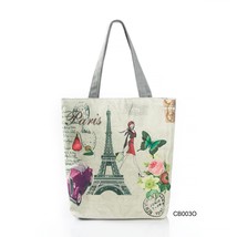 Floral Eiffel Tower Print Tote Bag Paris Landscape Shoulder Bag Fashion Pretty H - £15.64 GBP