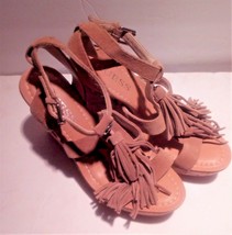 Guess Cork Platform Wedge Open Toe Sandals Coral, Tassels Women&#39;s US Siz... - $19.79
