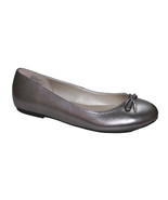 Lands End Little Girl&#39;s Size US 9, Classic Leather Ballet Flat, Pewter M... - £15.68 GBP