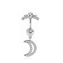 5 Crystal Steel Belly Button Sexy Navel Piercing Navel Women Dangling Body Navel - £9.42 GBP