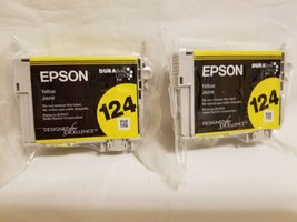 Two (2) Genuine Epson 124 YELLOW Ink Cartridges SEALED Brand New - Fast Shipping - £7.77 GBP