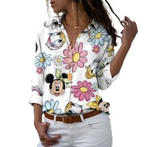 Mickey Minnie Duck Pattern Long Sleeve Spring Autumn Chiffon Loose Top Shirt - £8.20 GBP+