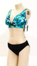 La Blanca Blue &amp; Black 2 Piece Tie Back Bikini Swim Suit Women&#39;s Size 14 - £62.21 GBP