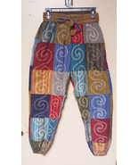 SMALL  Cotton  Patchwork Swirls Harem  Pants  #DT24S  Unisex - $47.85 CAD
