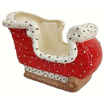 Vintage Kimple Christmas Santa&#39;s Sleigh Planter Polka Dot Hand Painted - $22.17