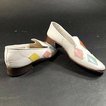 Vintage Barbagallo Womens 6 M White Loafers Multicolored MCM 70s Retro Disco - £36.55 GBP