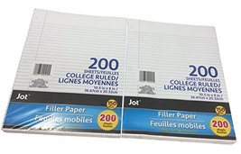Jot Loose-Leaf Ruled Filler Notebook Paper, 400 Sheets (College Ruled) - £11.06 GBP