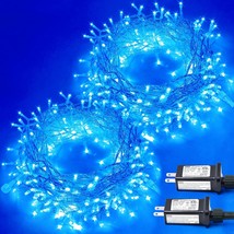 2 Pack 100 Led Blue Christmas Lights Outdoor, 33Ft Christmas String Lights With  - £38.36 GBP