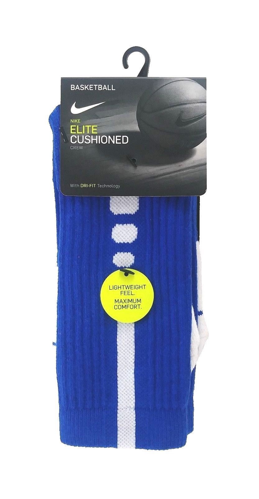 NIKE Elite Cushioned Basketball Crew Socks sz M Medium (6-8) Royal Blue White - $24.80