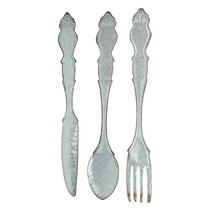 Extra Large Galvanized Metal Fork Spoon Knife Farmhouse Kitchen Wall Hanging Set - £31.64 GBP