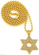 Star Of David New Rhinestone Pendant Necklace 27 Inch Ball Style Chain R... - $11.95