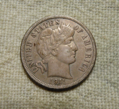 1911 BARBER 90% Silver Dime ~ Higher Grade ~ FULL LIBERTY ~ - £23.17 GBP