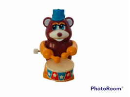 Wind Up Toy Vtg plastic figure anthropomorphic teddy bear Tomy drummer d... - £19.34 GBP