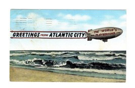 Vintage POSTCARD-GREETINGS From Atlantic CITY-THE World&#39;s Playground Blimpe BK37 - £3.16 GBP