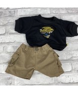 Build A Bear Jacksonville Jaguars Black T Shirt And Khaki Shorts Set Outfit - £11.89 GBP
