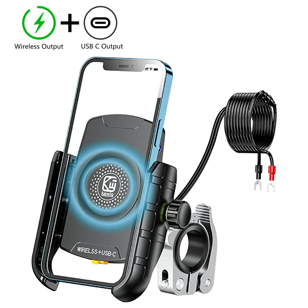 Motorcycle Phone Mount with Wireless &amp; USB C Dual Charger Moto Cellphone Holder  - £271.98 GBP