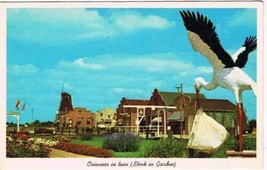 Michigan Postcard Holland Dutch Village Stork In Garden Ooievaar in Tuin - £1.70 GBP