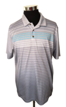 Pebble Beach Polo Shirt Men&#39;s Size  X-Large Gray Aqua Stripes Casual Activewear - £12.78 GBP